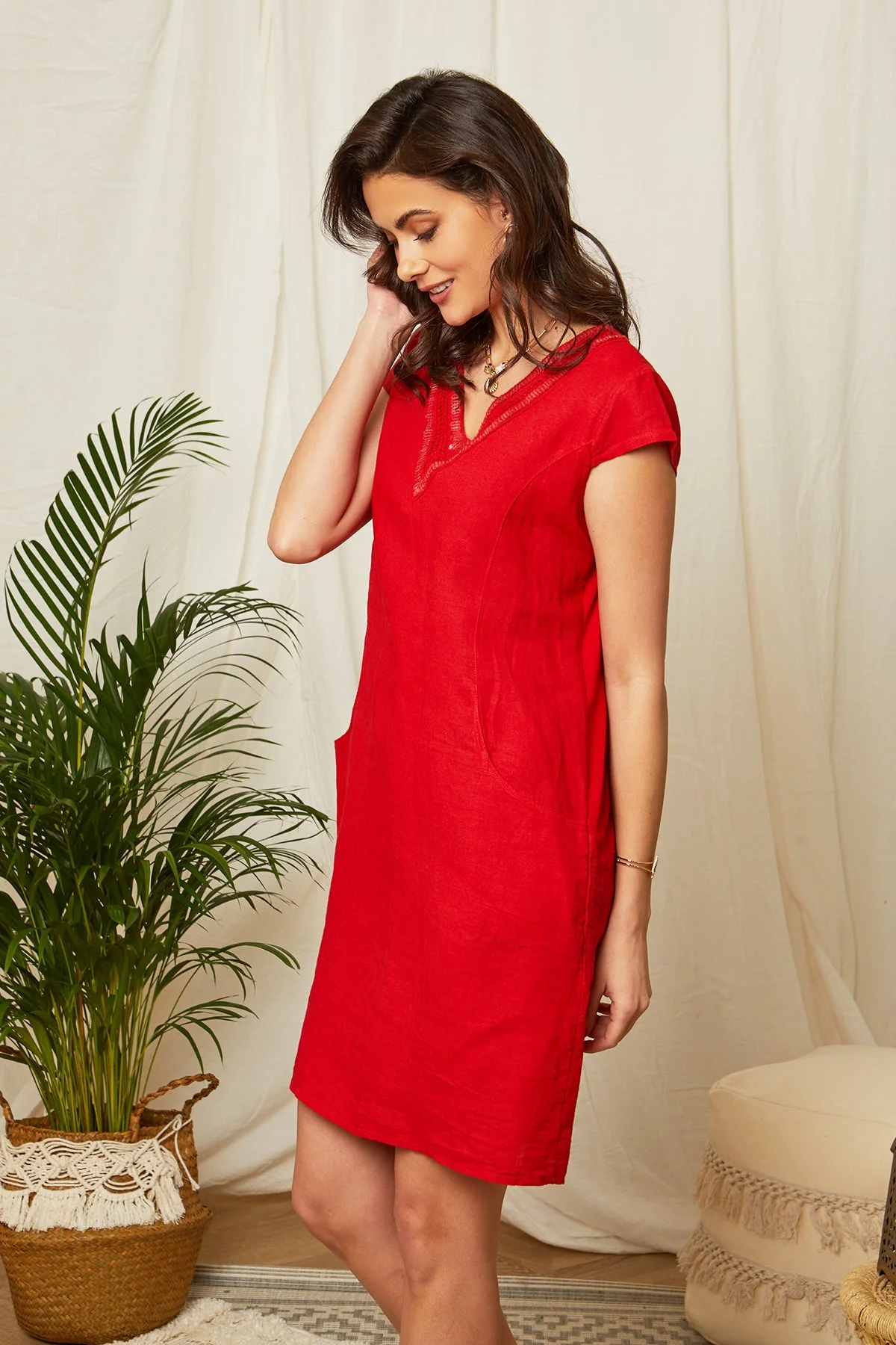 Robe - Rouge - Femme - Image 3