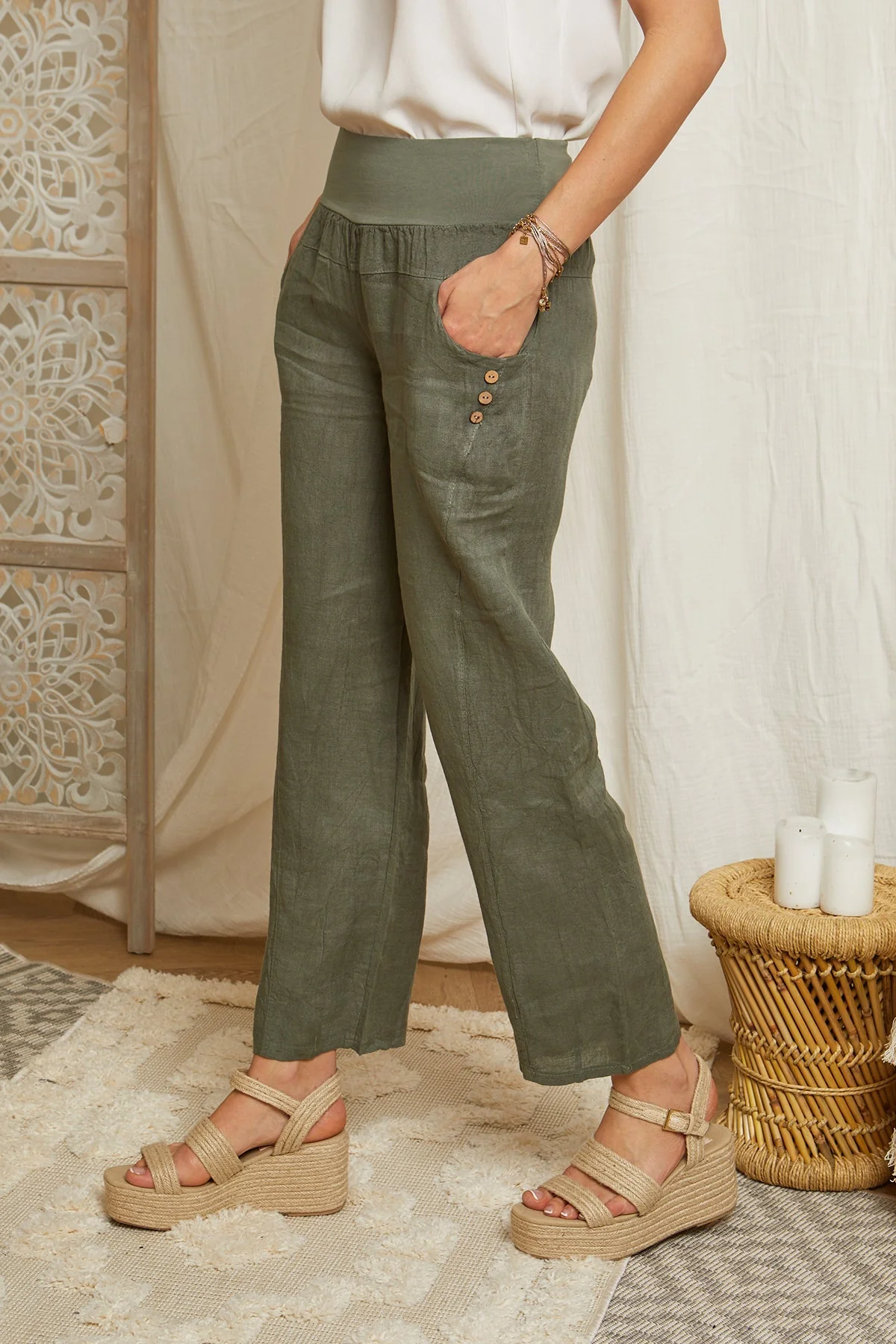 Pantalon - Kaki - Femme - Image 3