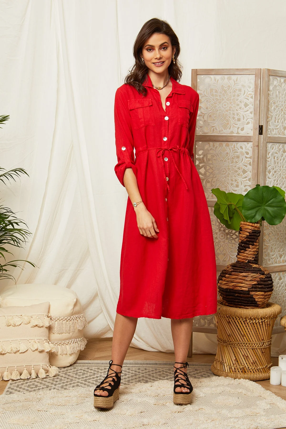 Robe - Rouge - Femme - Image 2
