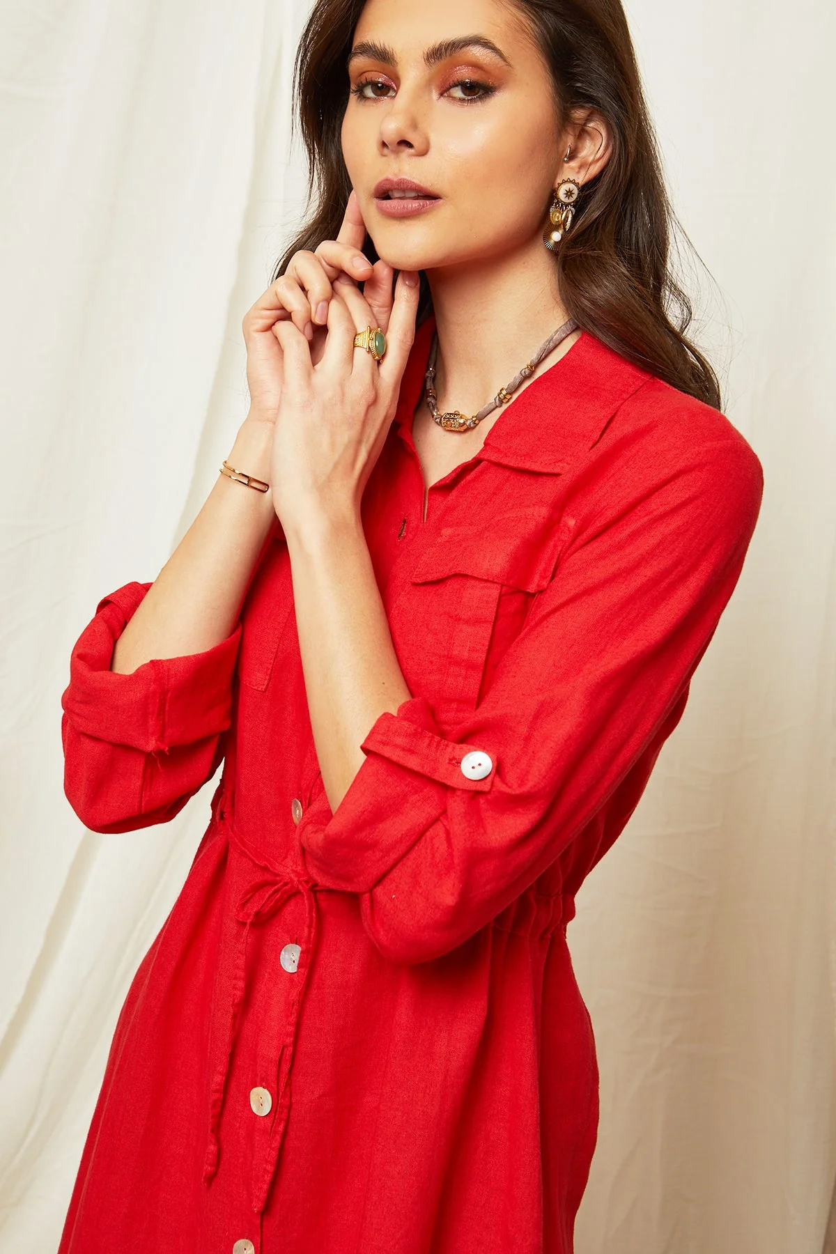 Robe - Rouge - Femme - Image 3