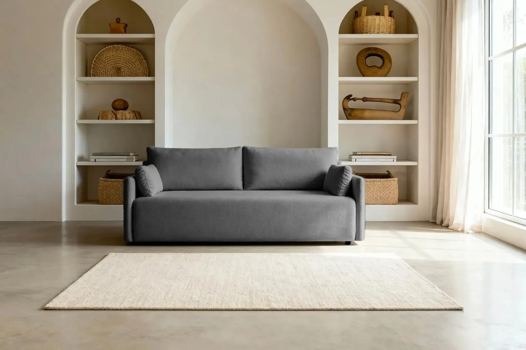 Axelle - Canapé Droit Convertible Tissu Lisse 2 Places - Image 50