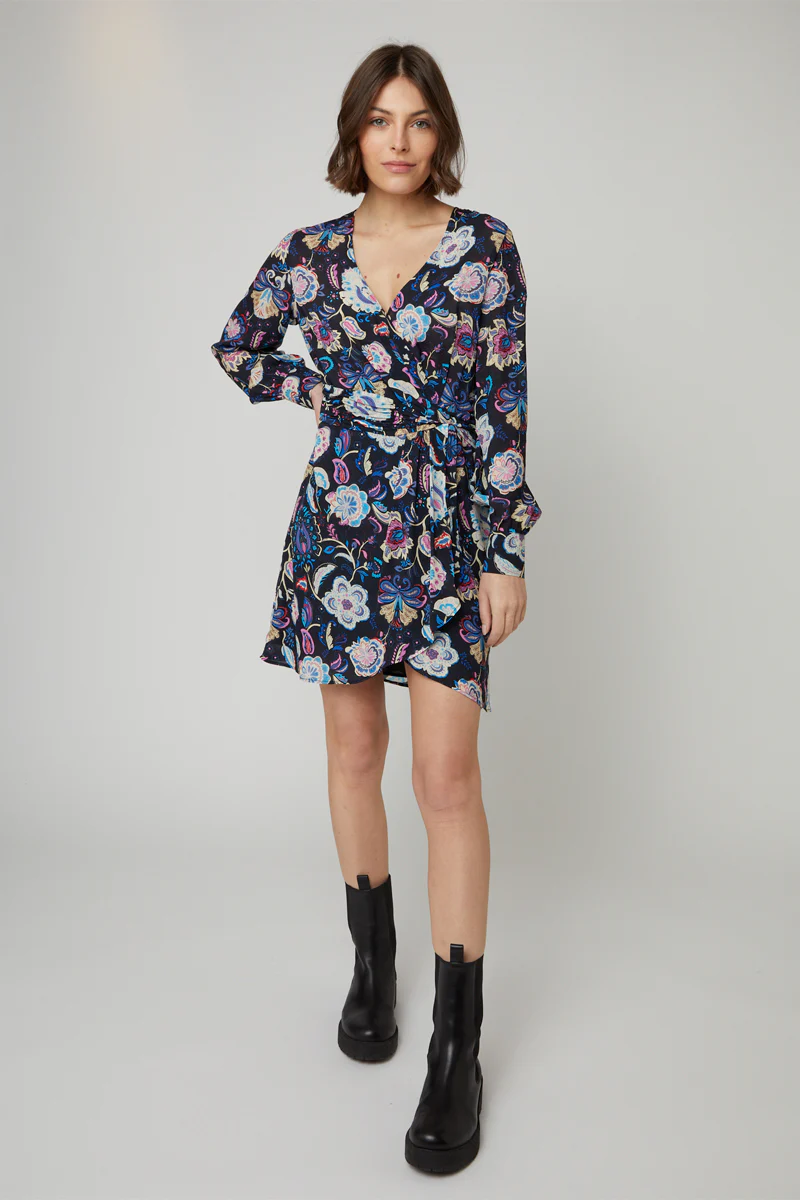 Robe Portefeuille Noir Et Fuchsia - Image 3