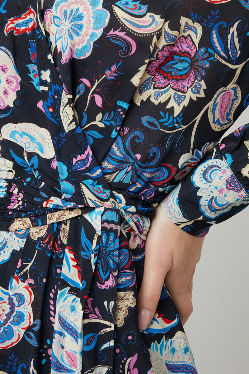 Robe Portefeuille Noir Et Fuchsia - Image 4