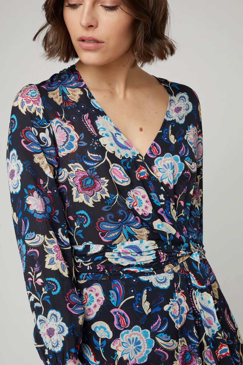 Robe Portefeuille Noir Et Fuchsia - Image 5