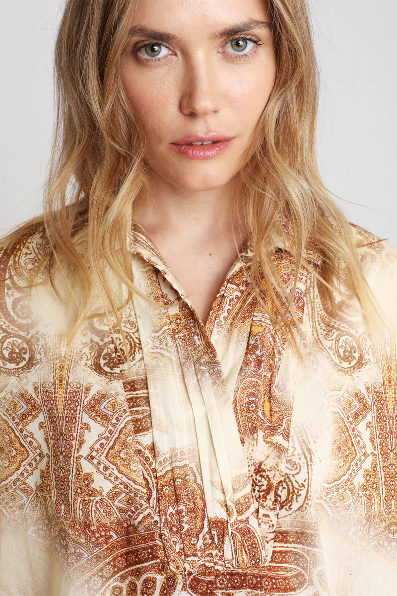 Blouse - Beige Et Bordeaux - Image 3