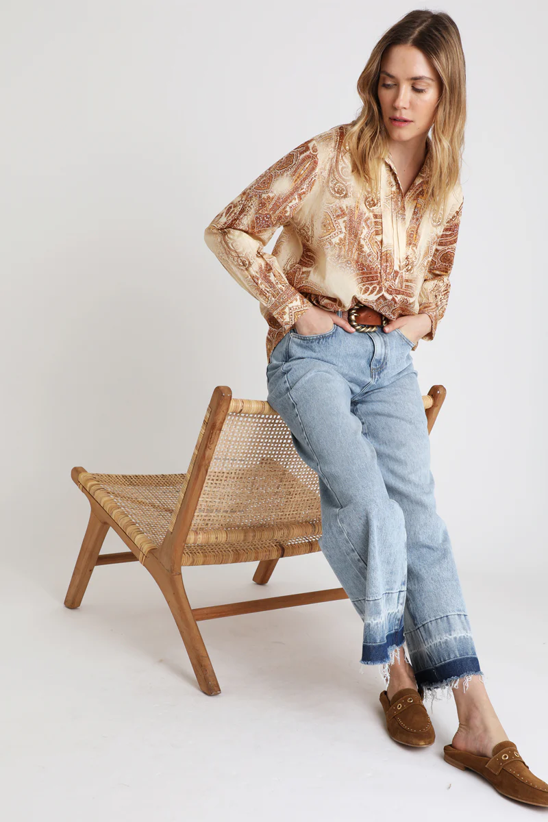 Blouse - Beige Et Bordeaux - Image 5