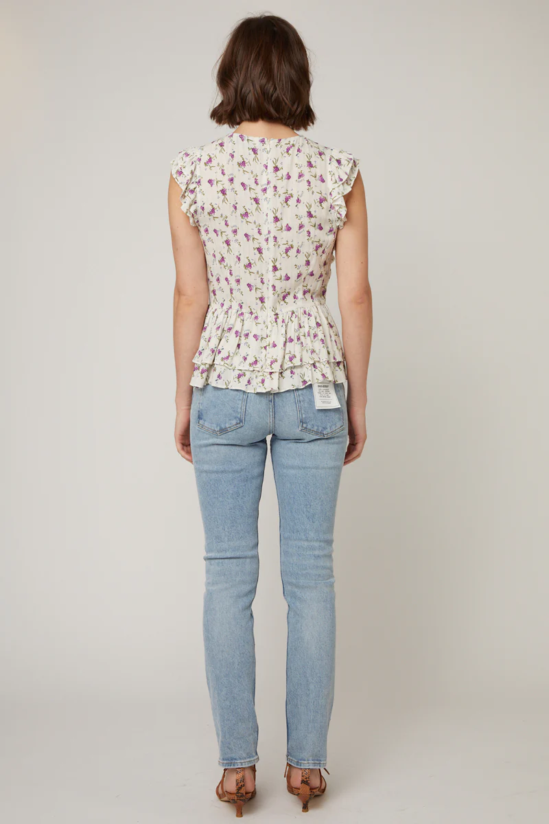 Top Drapé - Écru Et Violet - Image 2