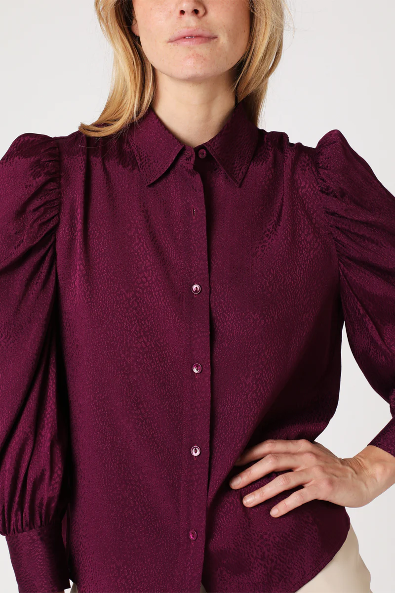 Chemise Unie Ml Froncees - Darkpurple - Image 3