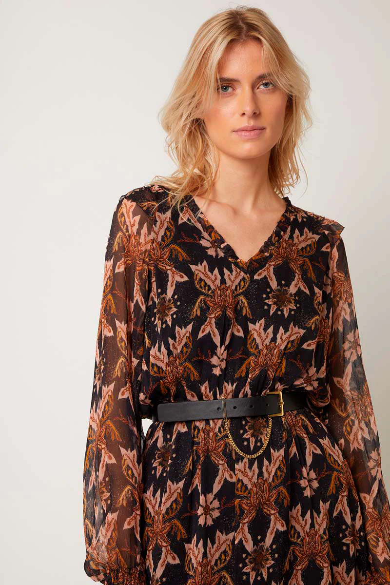 Robe Longue - Marron Et Noir - Image 3