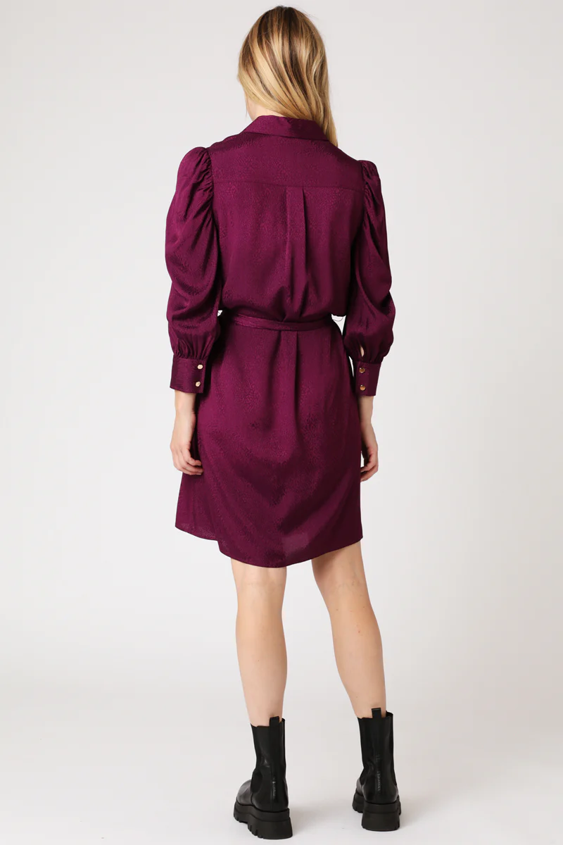Robe Courte Chemise Ml Froncee - Darkpurple - Image 2