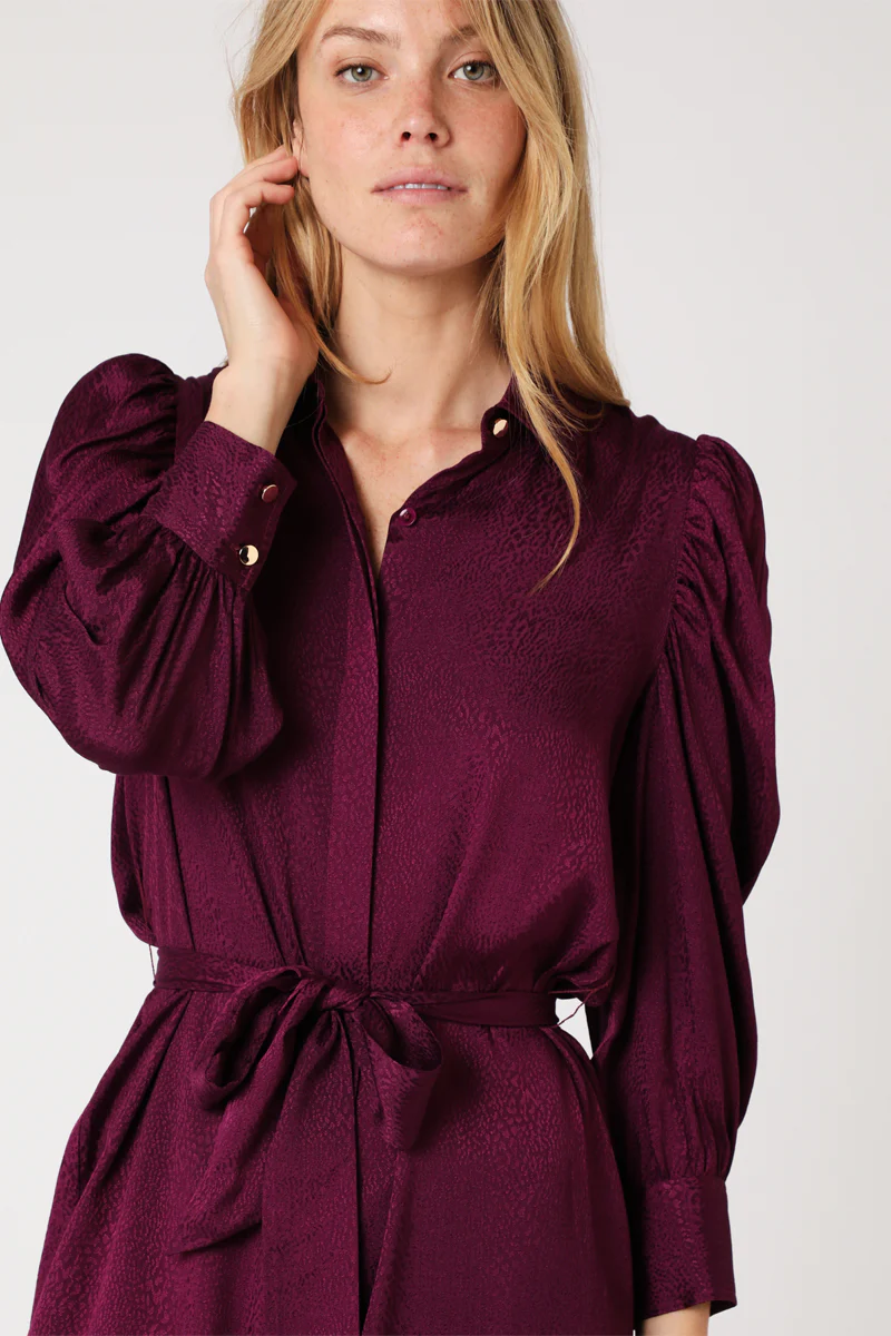 Robe Courte Chemise Ml Froncee - Darkpurple - Image 3
