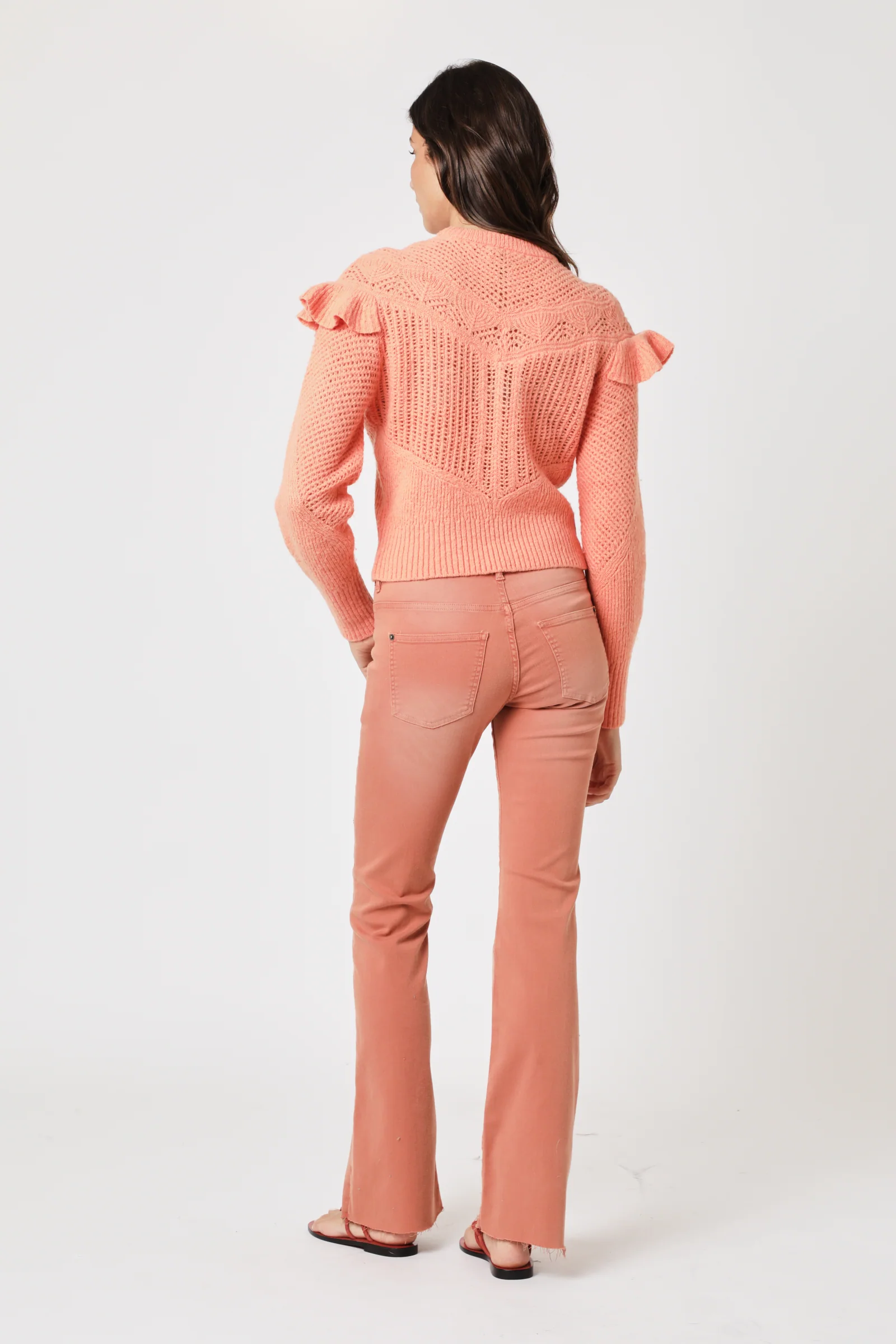 Pull Ml Col Rond Volants - Coral - Image 3