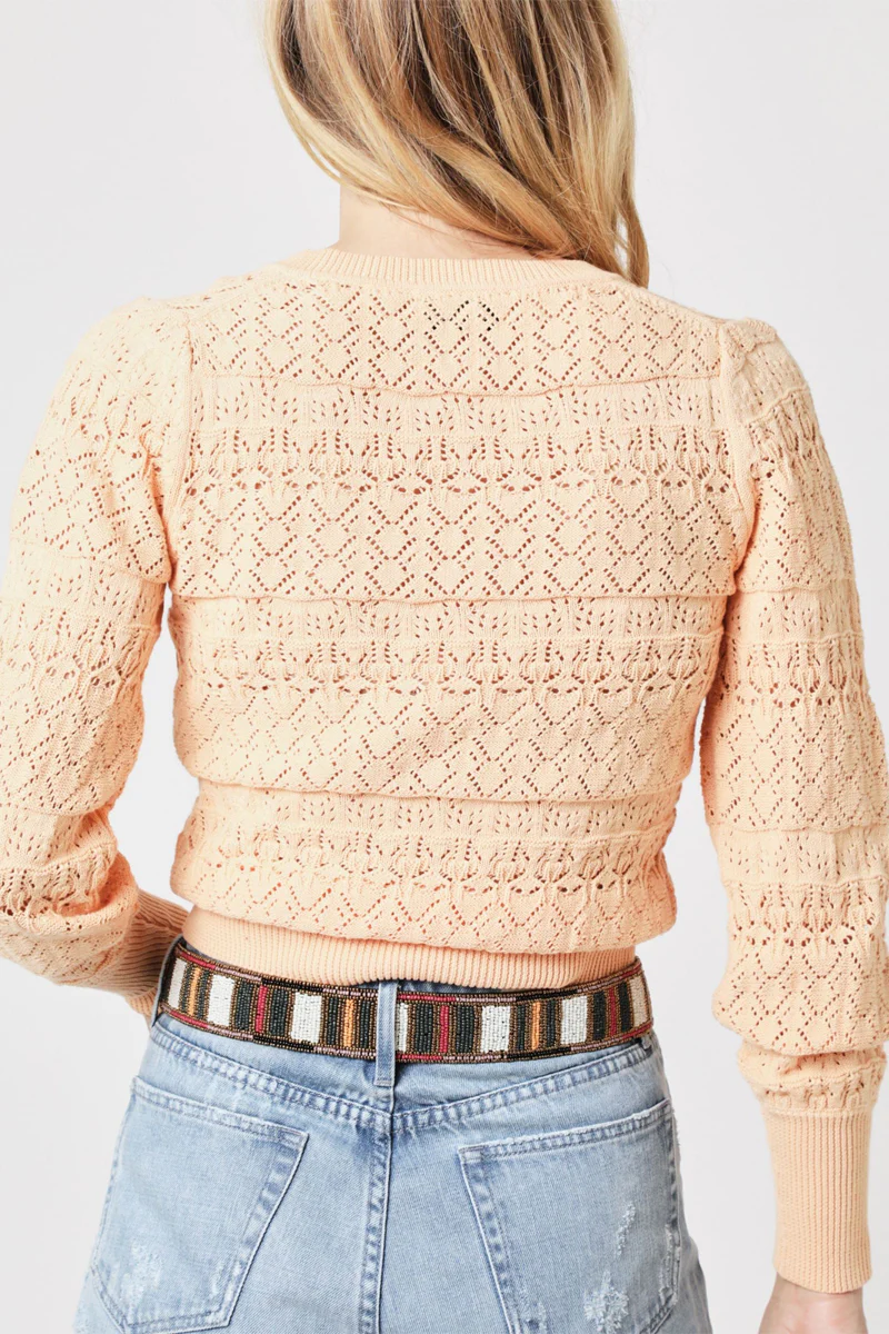 Pull Col V Crochet - Lightcoral - Image 2