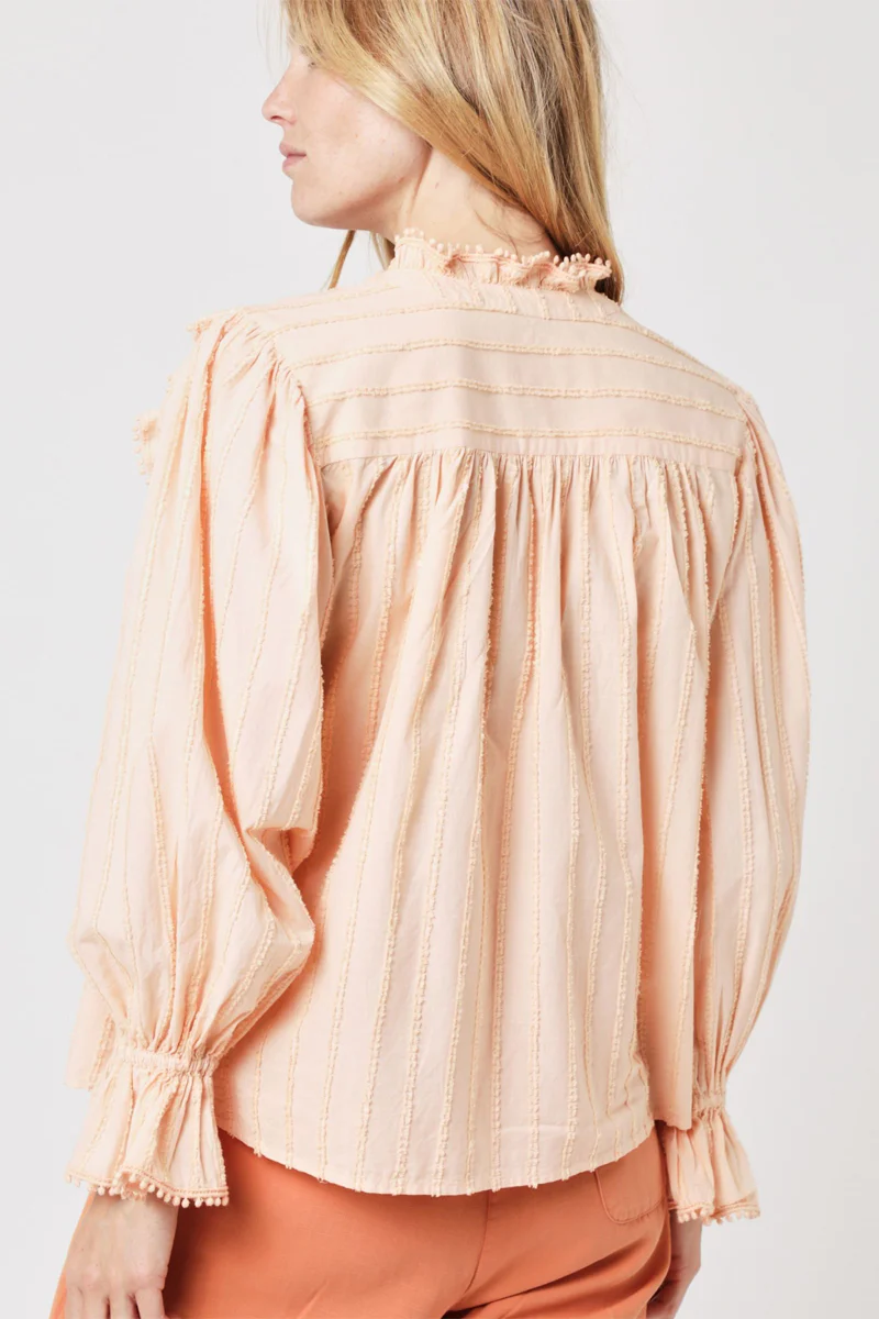 Blouse Unie Volants - Light Coral - Image 2