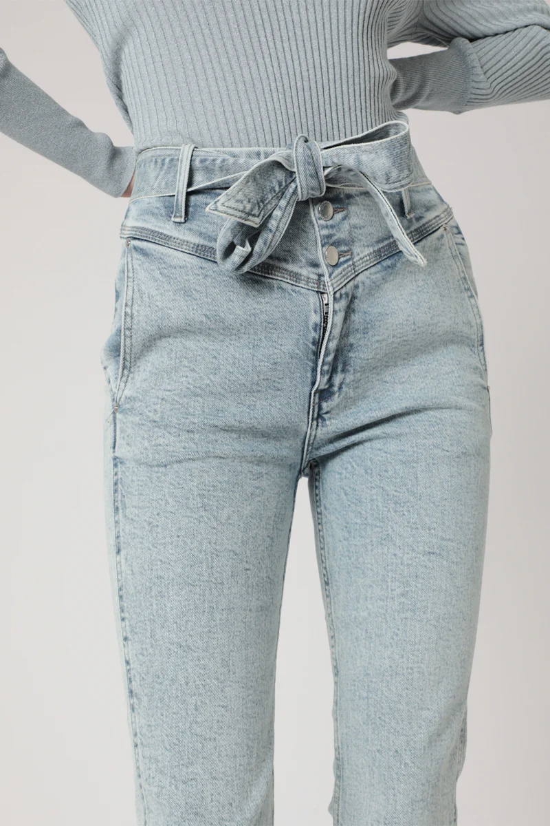 Jean Slim Taille Haute Ceinture - Bleach - Image 3