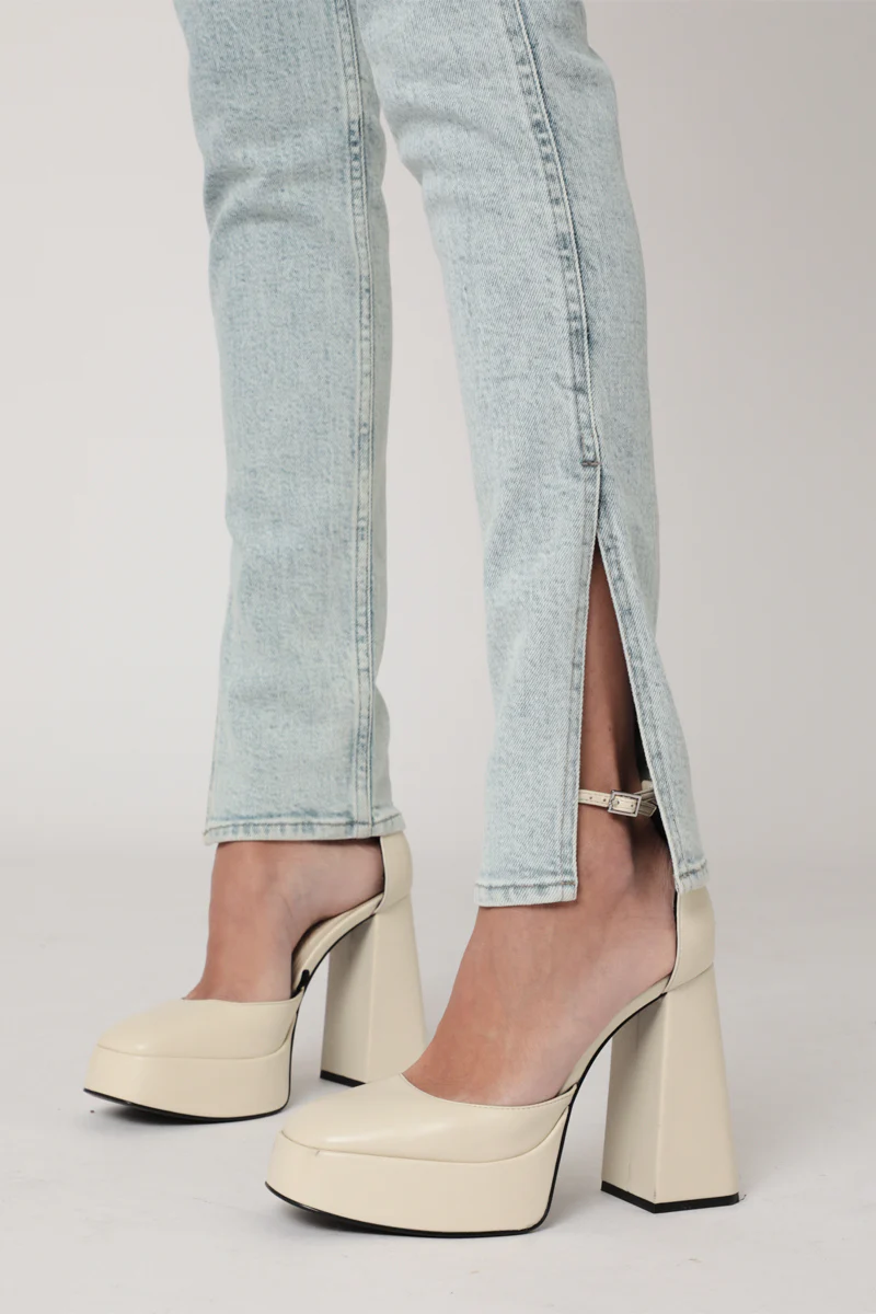 Jean Slim Taille Haute Ceinture - Bleach - Image 4