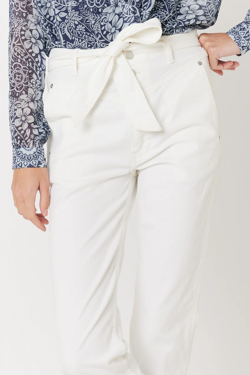 Jean Slim Taille Haute Ceinture - Off White - Image 4