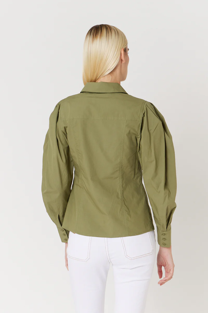 Chemise Unie Decoupes Ml - Khaki - Image 2