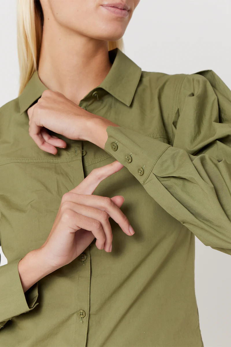Chemise Unie Decoupes Ml - Khaki - Image 4