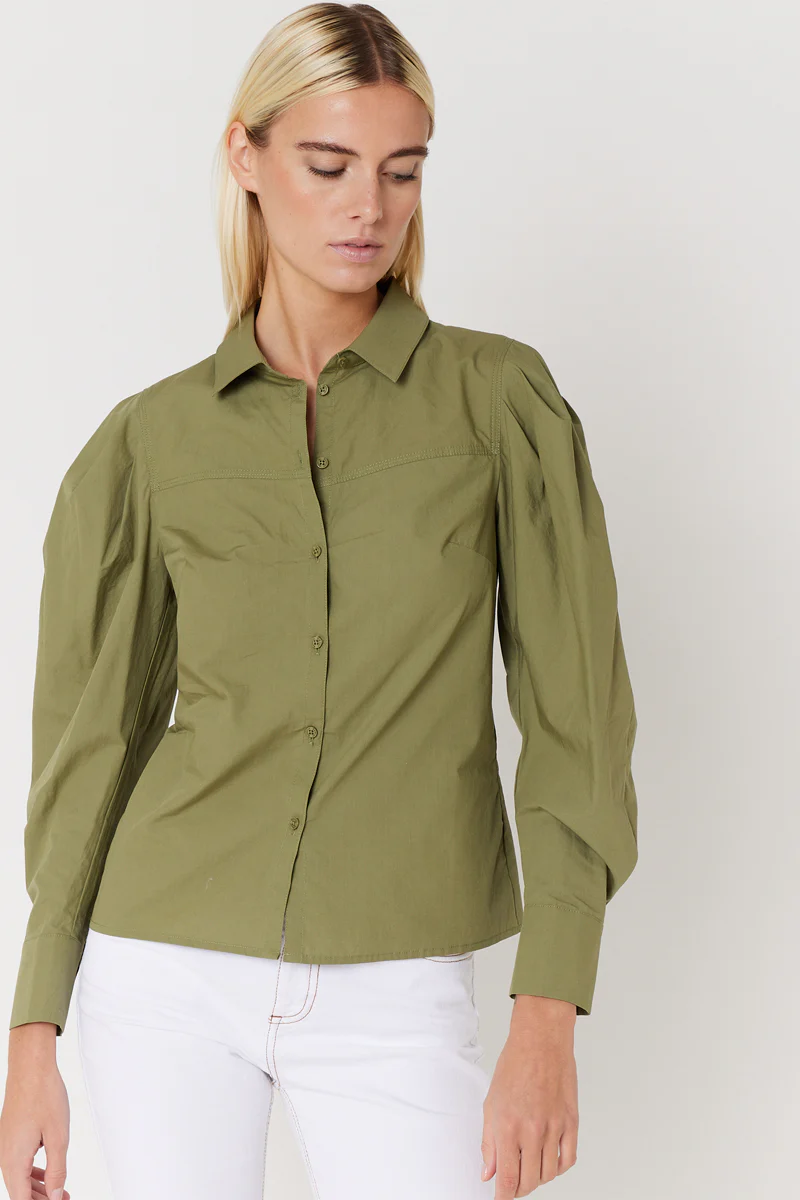 Chemise Unie Decoupes Ml - Khaki - Image 5