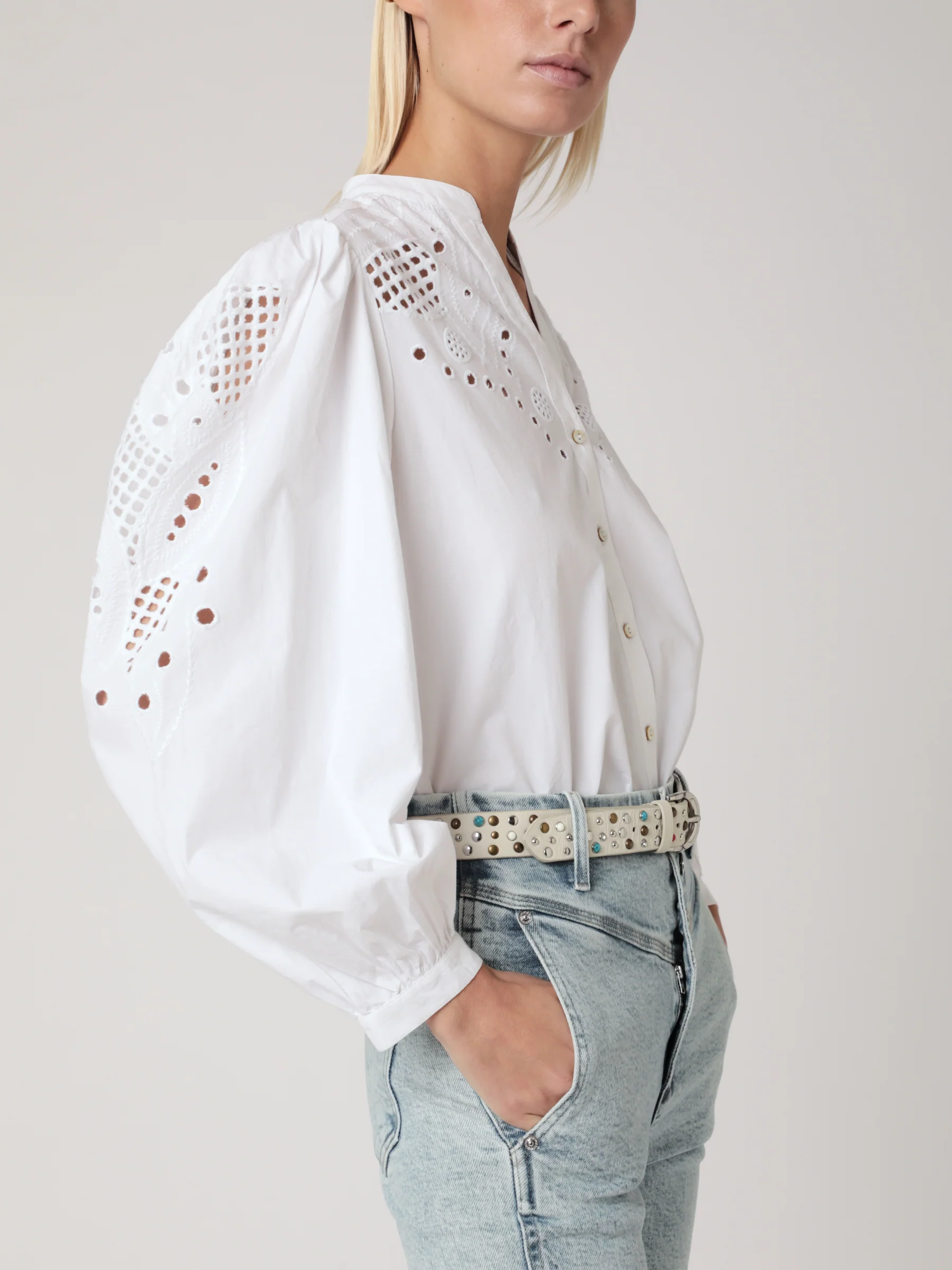 Chemise Unie Brodee Ml - Off White - Image 5