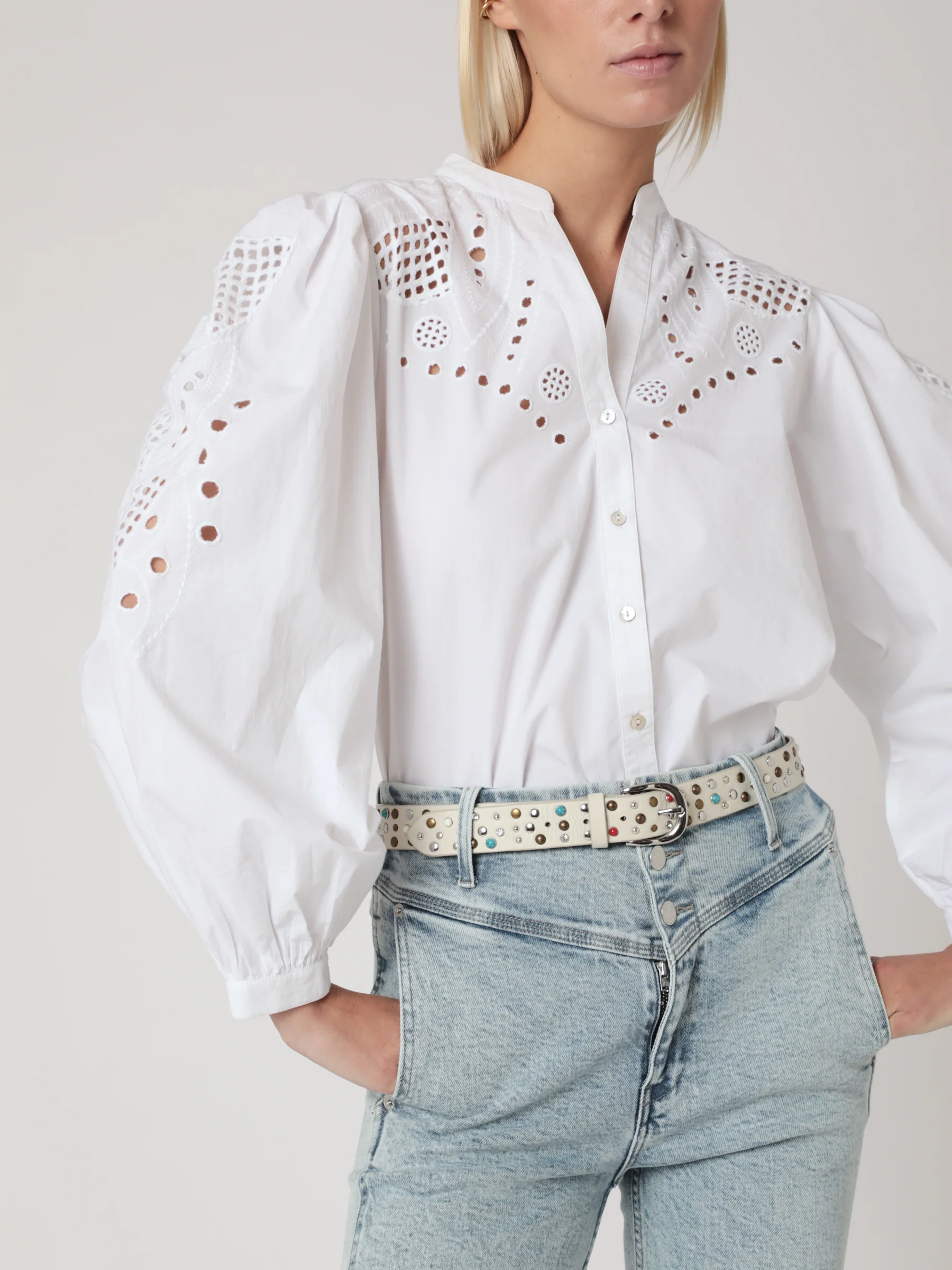 Chemise Unie Brodee Ml - Off White - Image 6