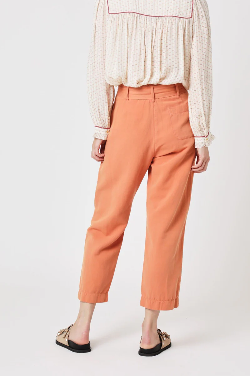 Pantalon Casual Uni Ceinture - Caramel - Image 2