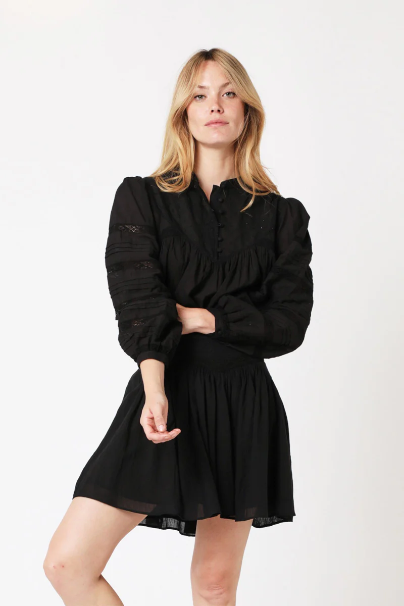 Jupe Courte Unie Decoupes - Black - Image 3