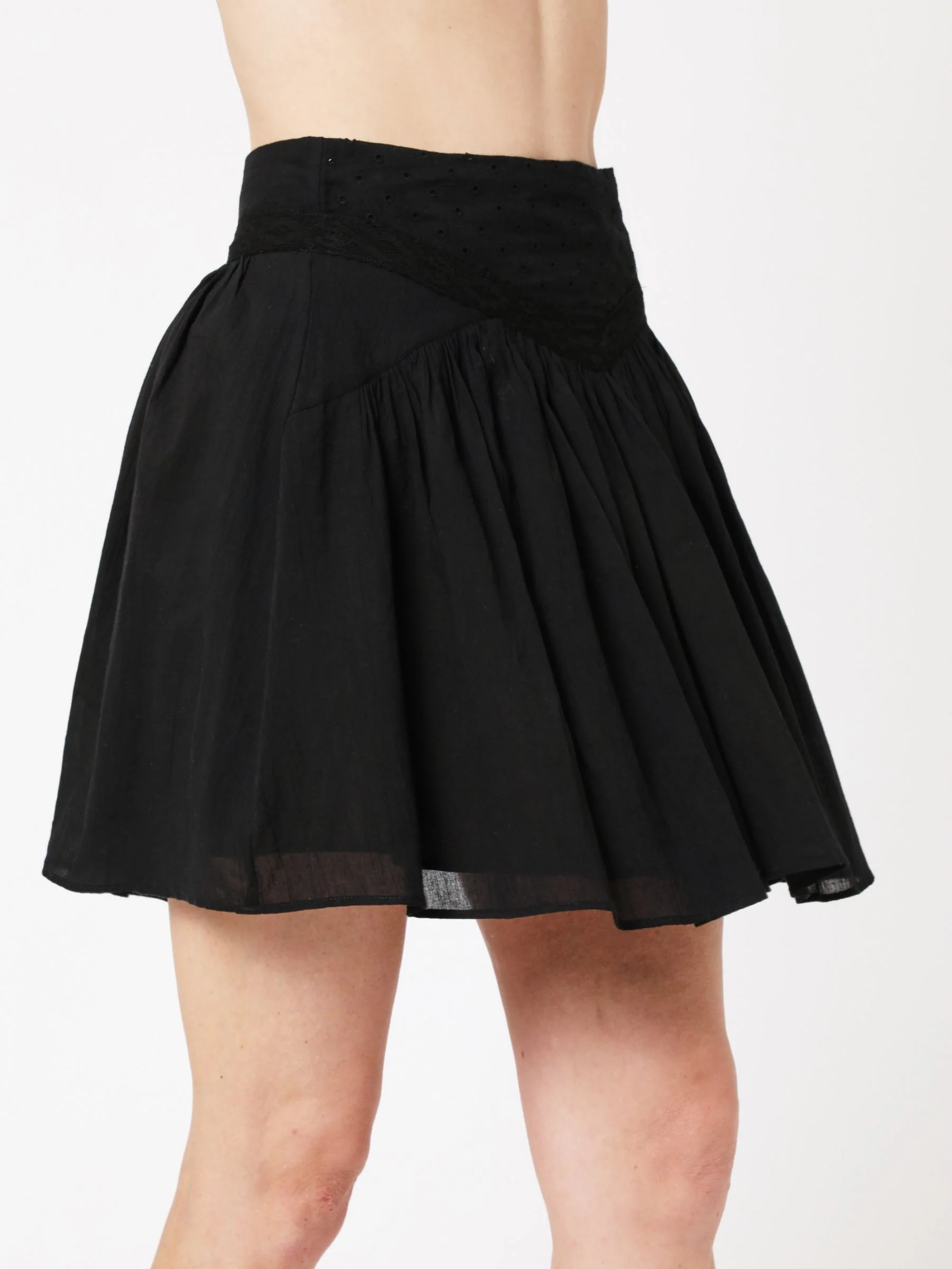 Jupe Courte Unie Decoupes - Black - Image 5