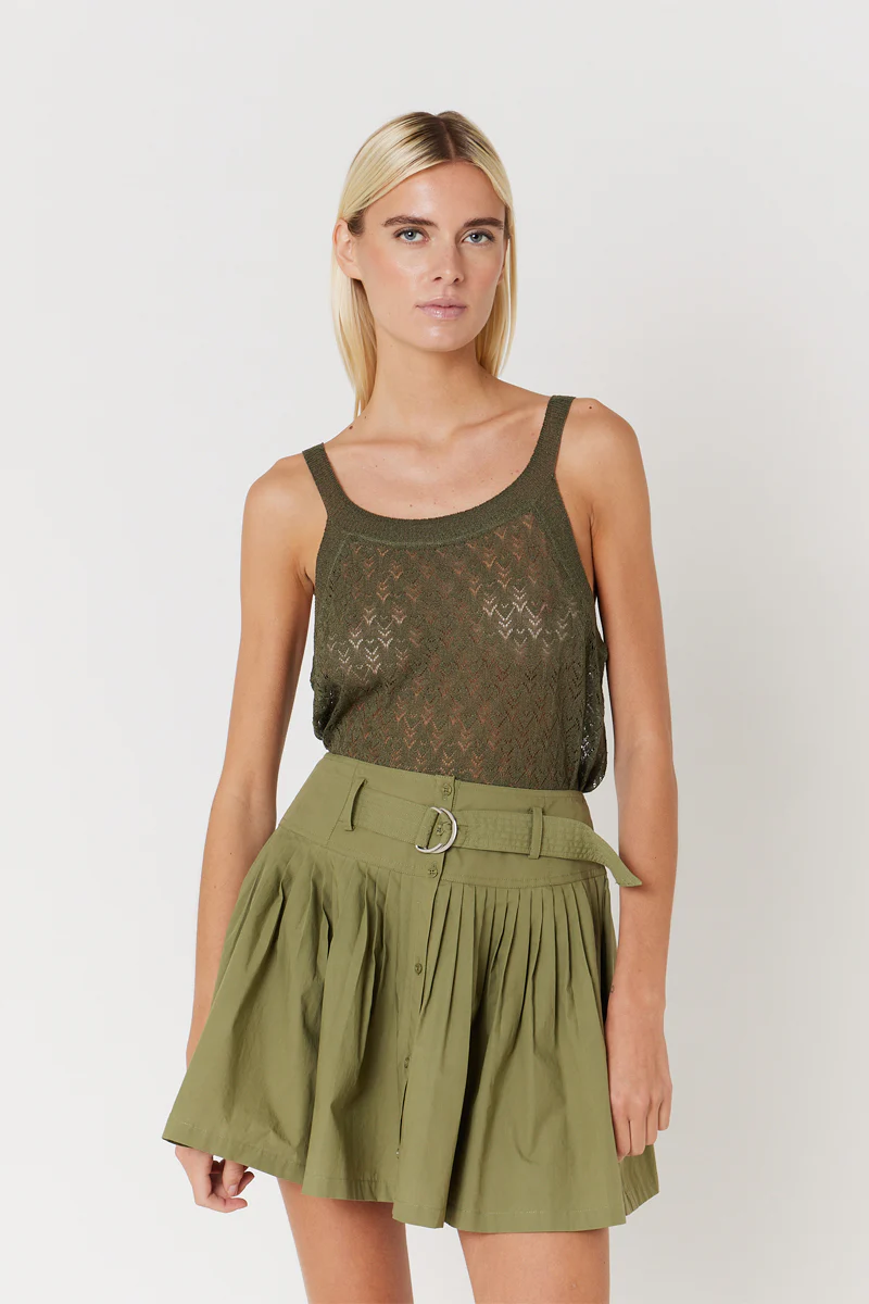 Jupe Courte Unie - Khaki - Image 3