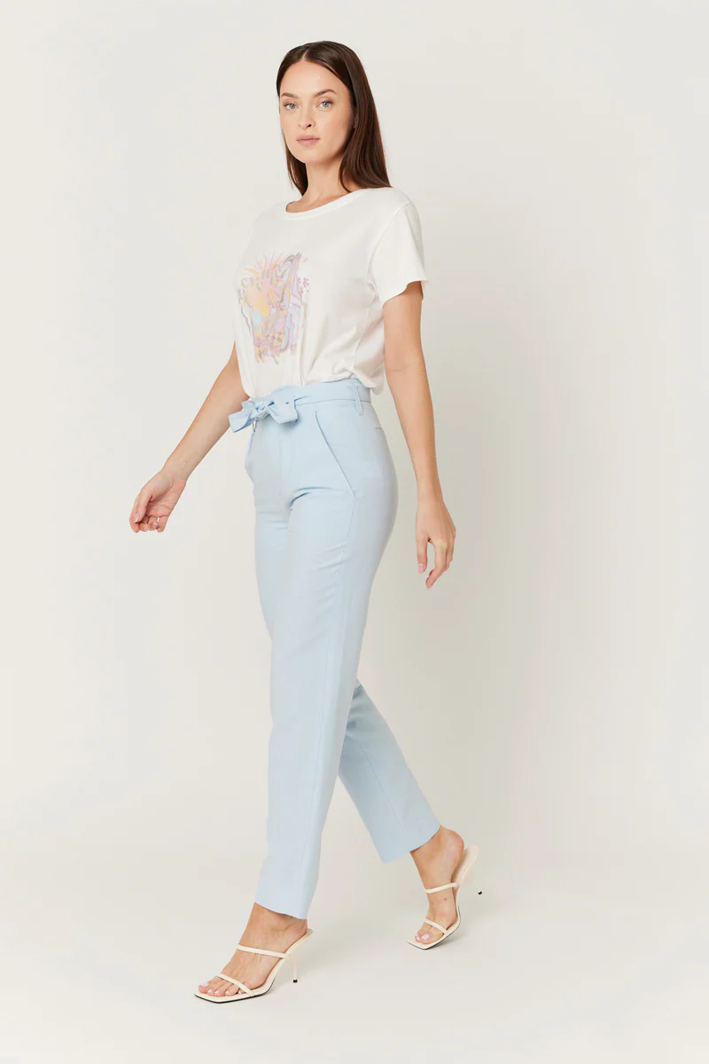 Pantalon Ville Uni Ceinture - Babyblue - Image 2