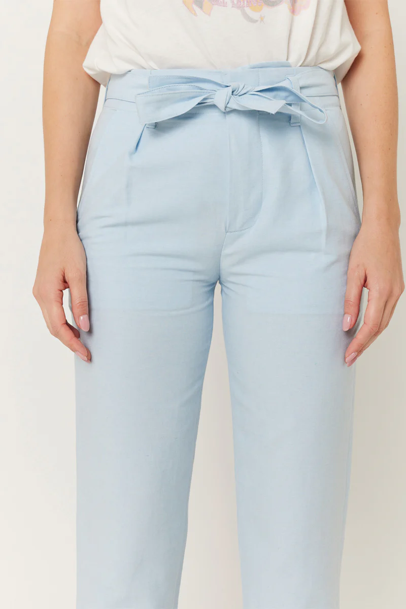 Pantalon Ville Uni Ceinture - Babyblue - Image 4