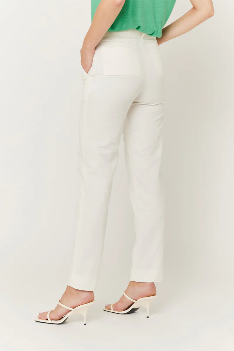 Pantalon Ville Uni Ceinture - Off White - Image 2