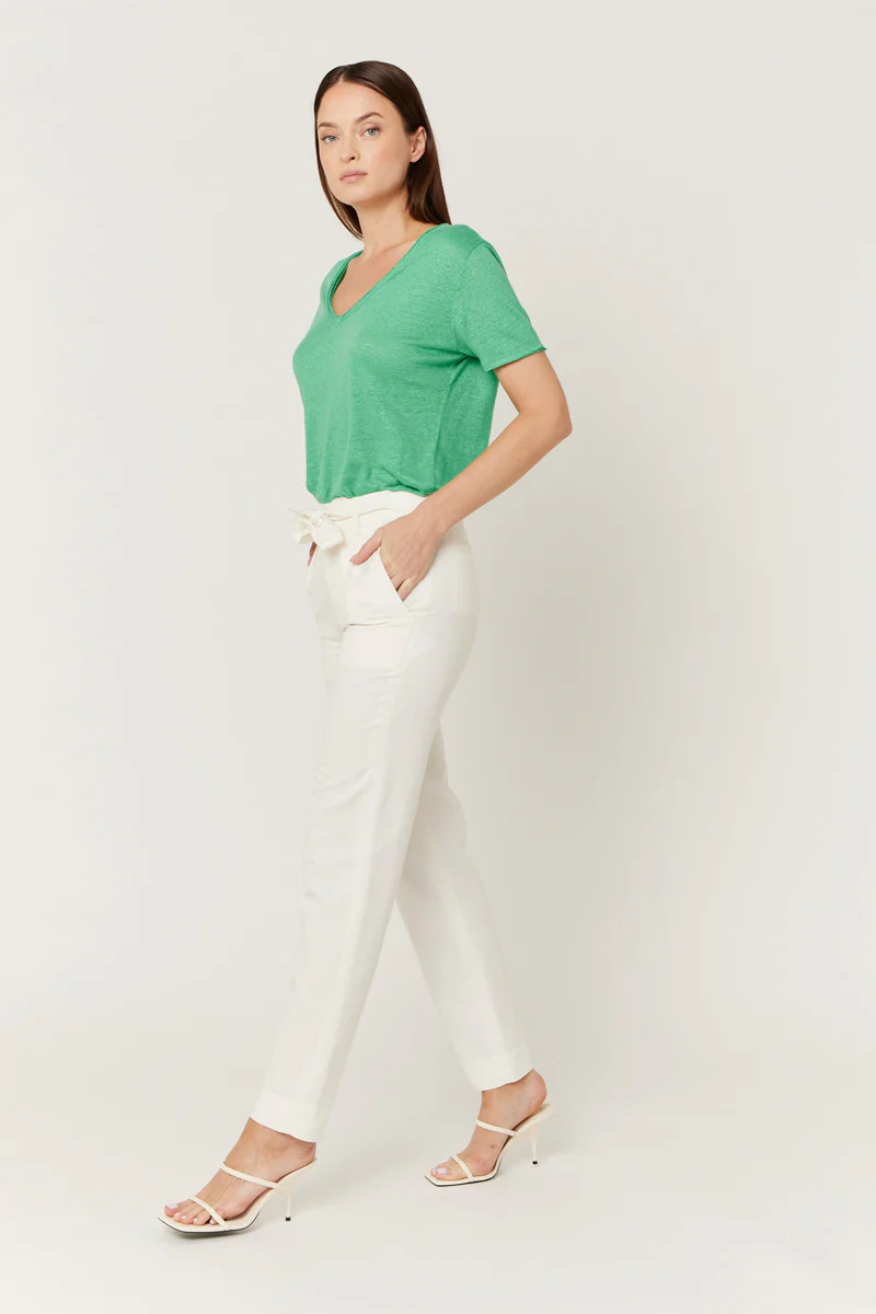 Pantalon Ville Uni Ceinture - Off White - Image 3