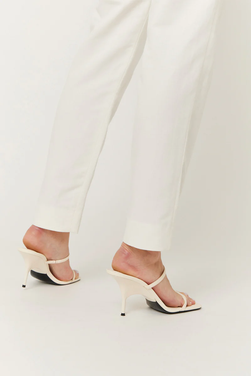Pantalon Ville Uni Ceinture - Off White - Image 5