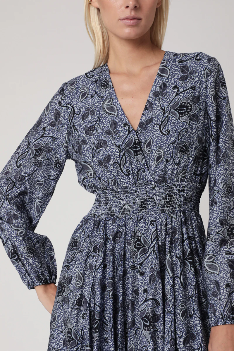 Robe Longue Imprimé Smock Taille - Santorini - Image 3