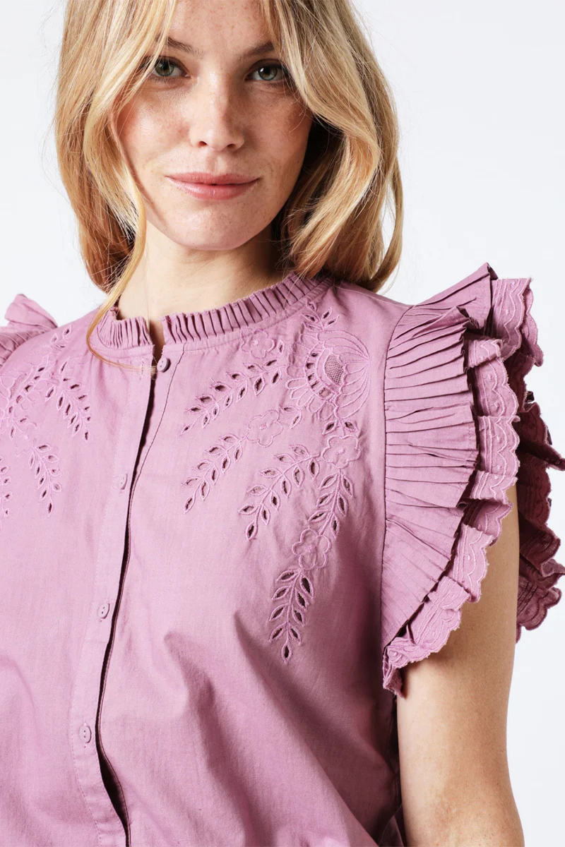 Robe Courte Unie Brod Epaules - Parma - Image 3