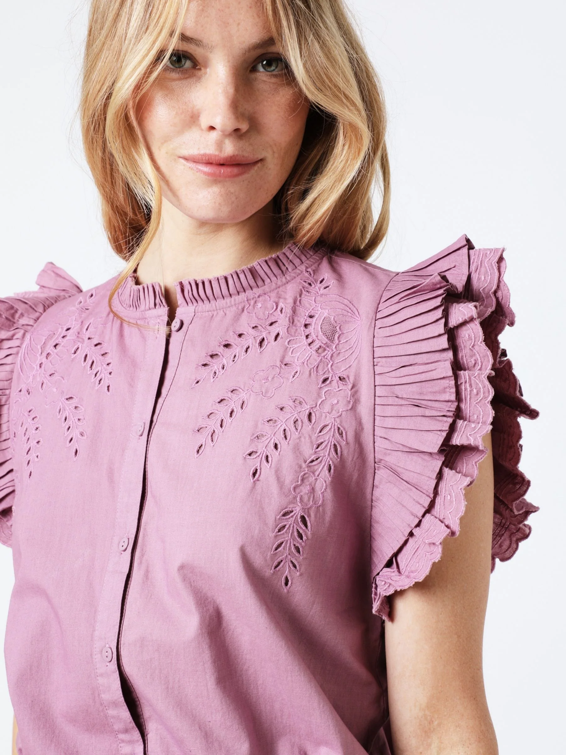 Robe Courte Unie Brod Epaules - Parma - Image 4