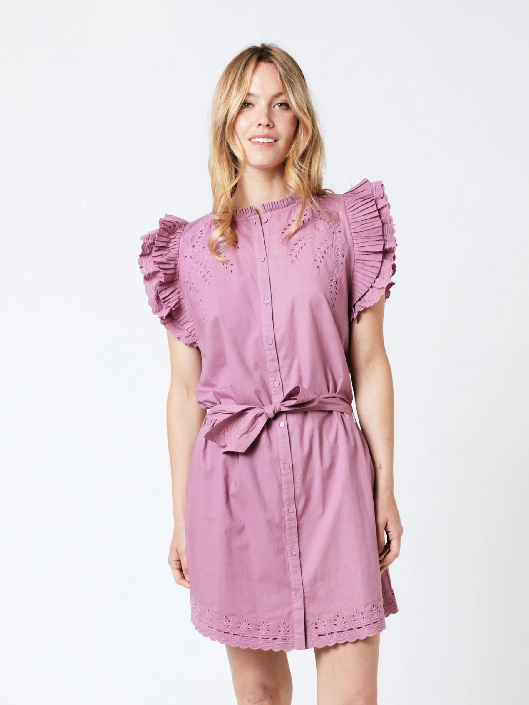 Robe Courte Unie Brod Epaules - Parma - Image 6