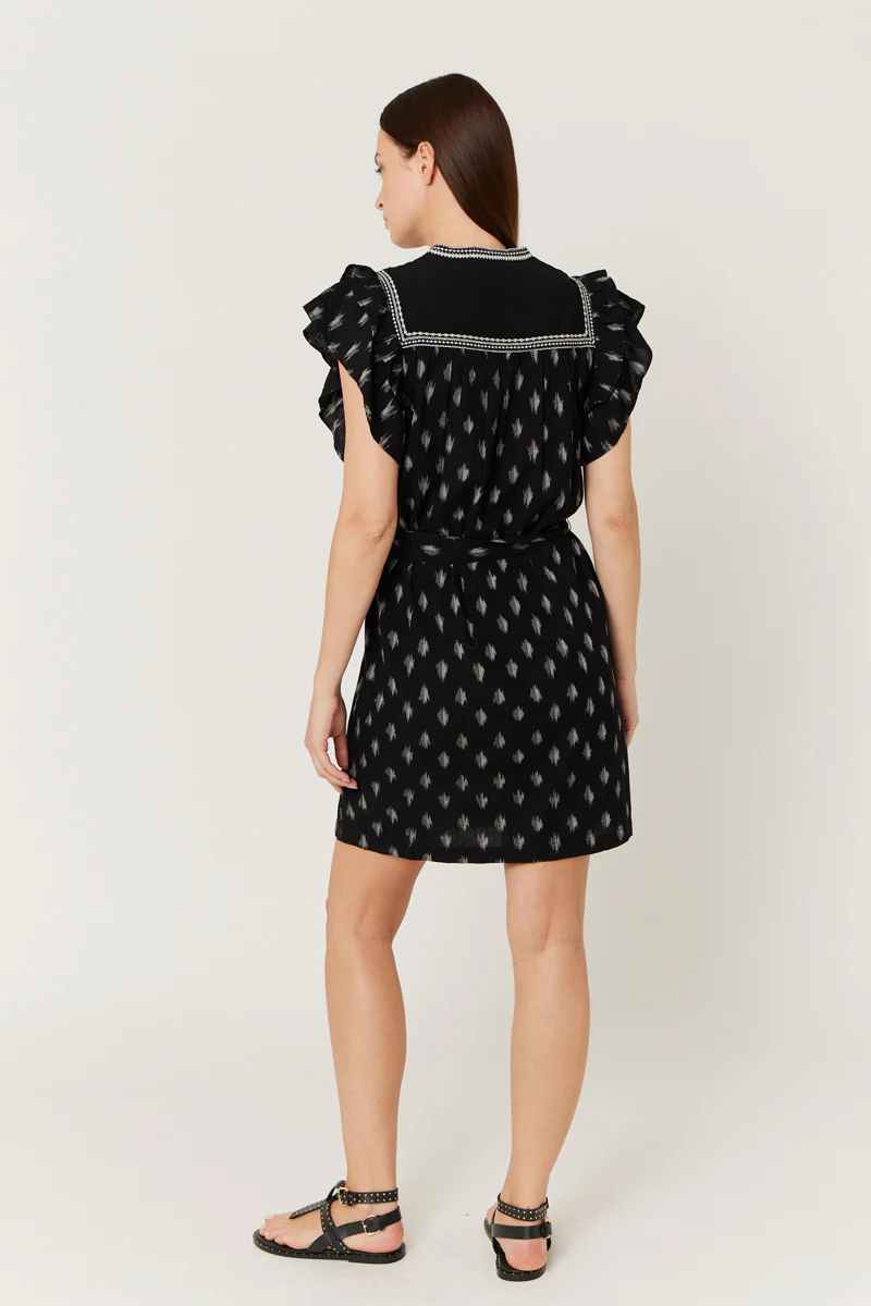 Robe Courte Imprimé Carrure - Black - Image 2