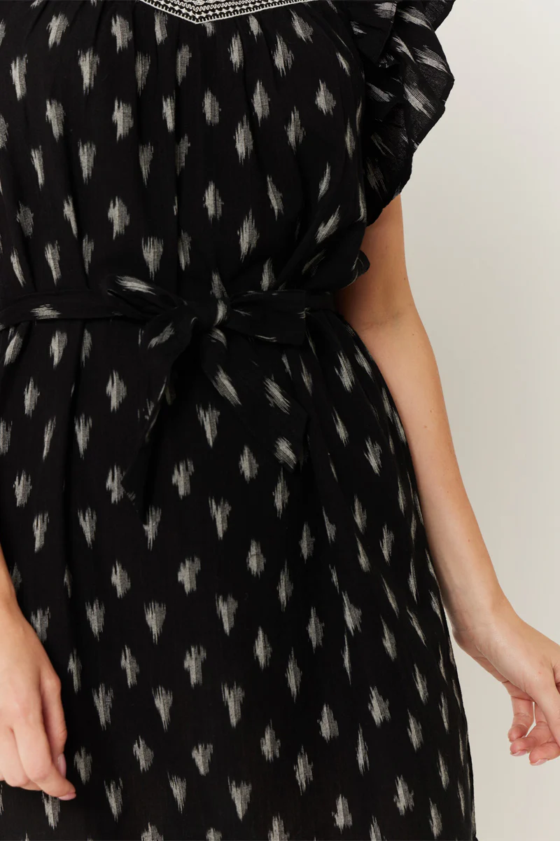 Robe Courte Imprimé Carrure - Black - Image 4
