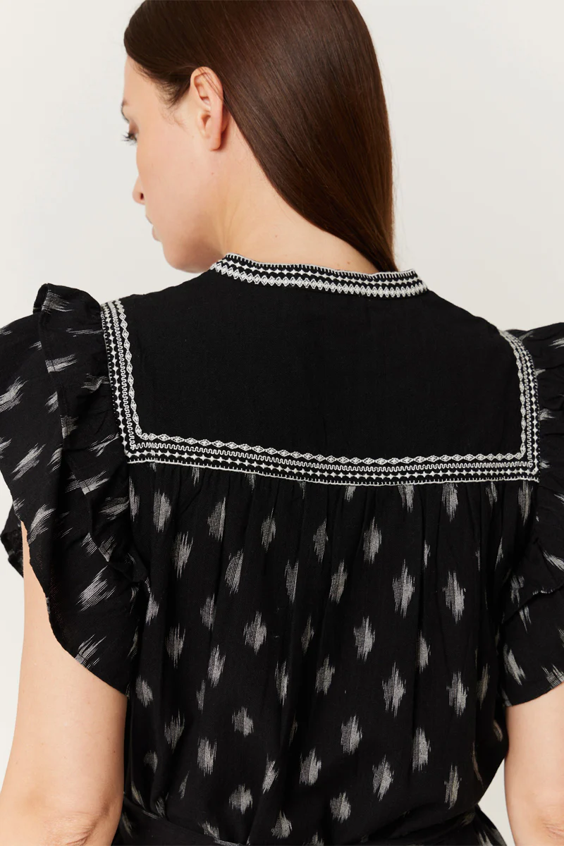 Robe Courte Imprimé Carrure - Black - Image 5