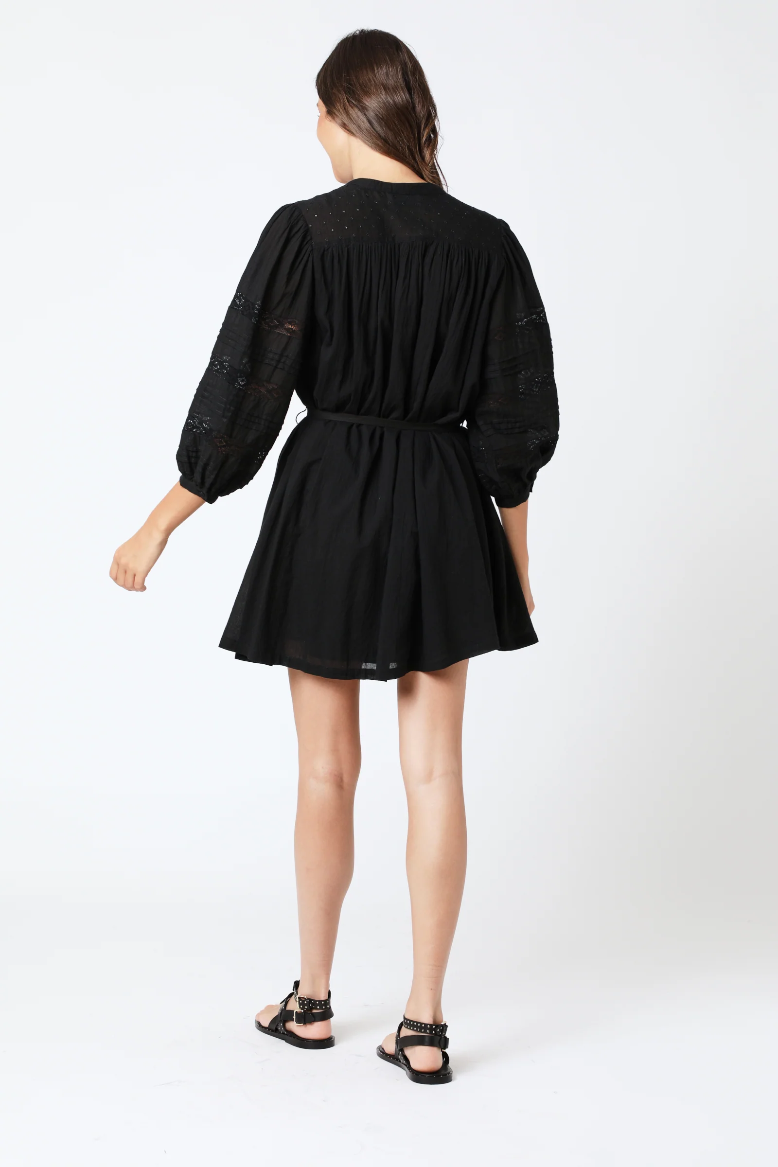 Robe Courte Unie Ml Plis - Black - Image 3