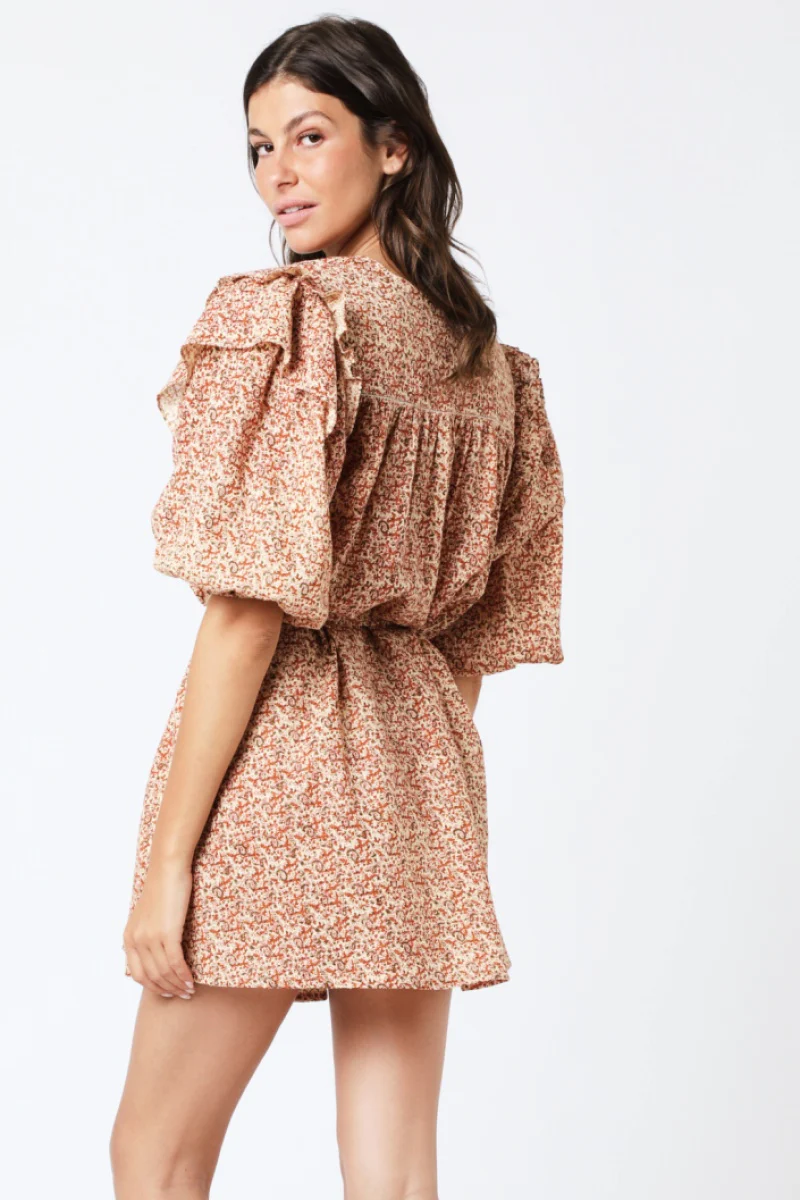 Robe Courte Ceinture - Orange Paisley - Image 2