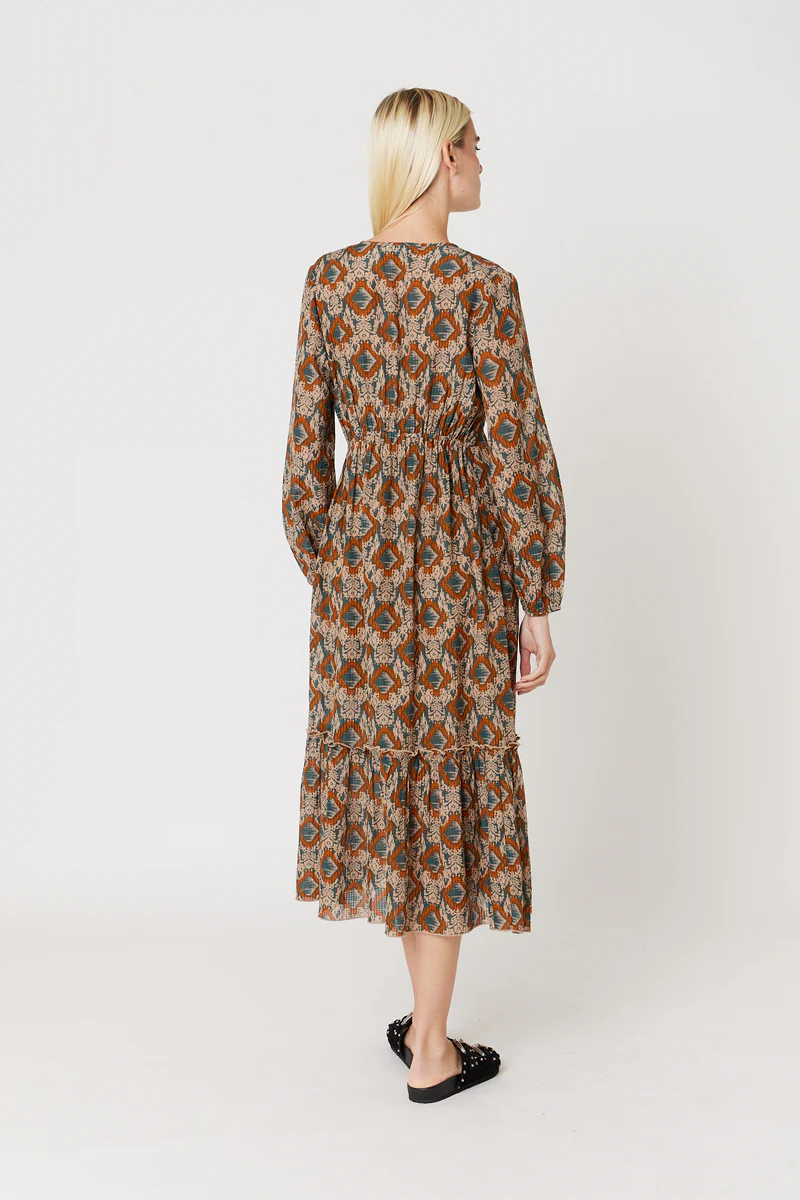 Robe Midi - Rouge Brique Et Bleu - Image 2