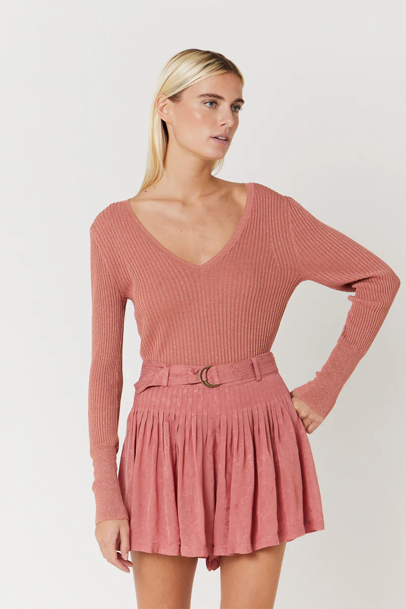 Short Plisse Uni Ceinture - Terracota - Image 5