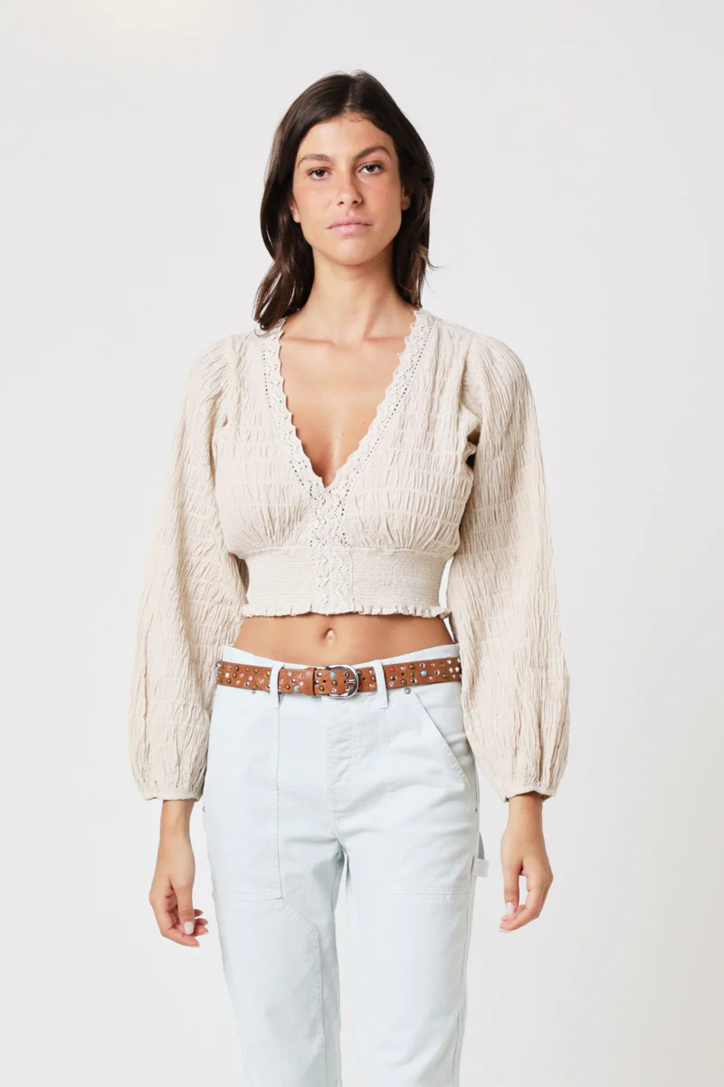 Crop Top Uni Brode - Beige - Image 3