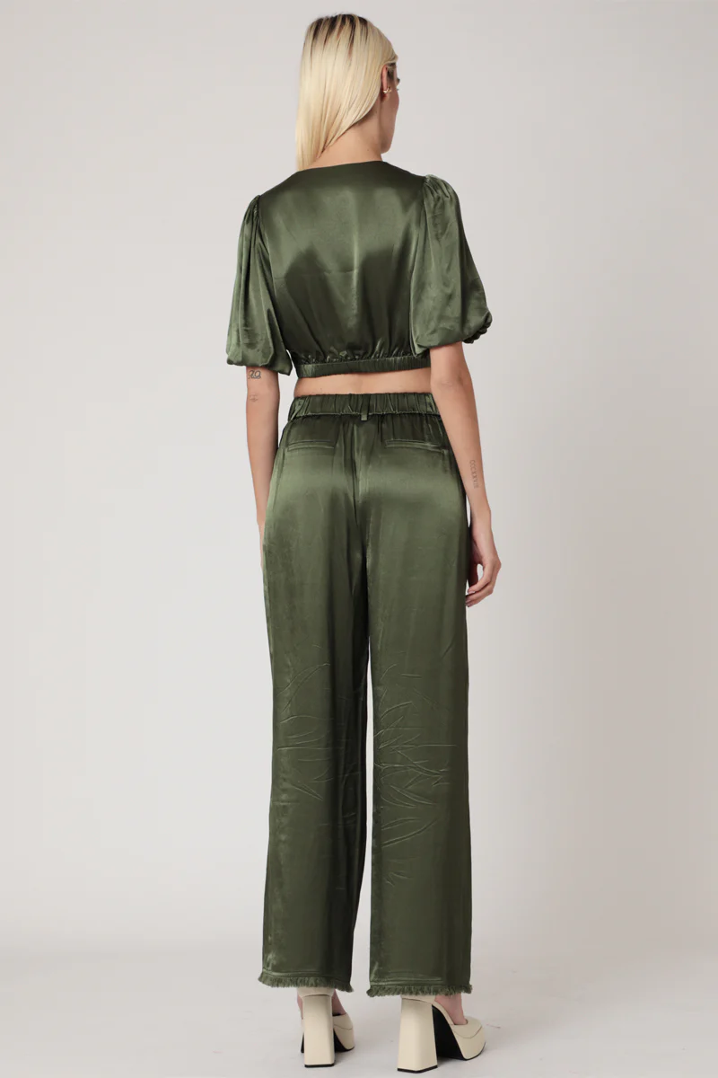 Crop Top Uni Noue Devant - Khaki - Image 2