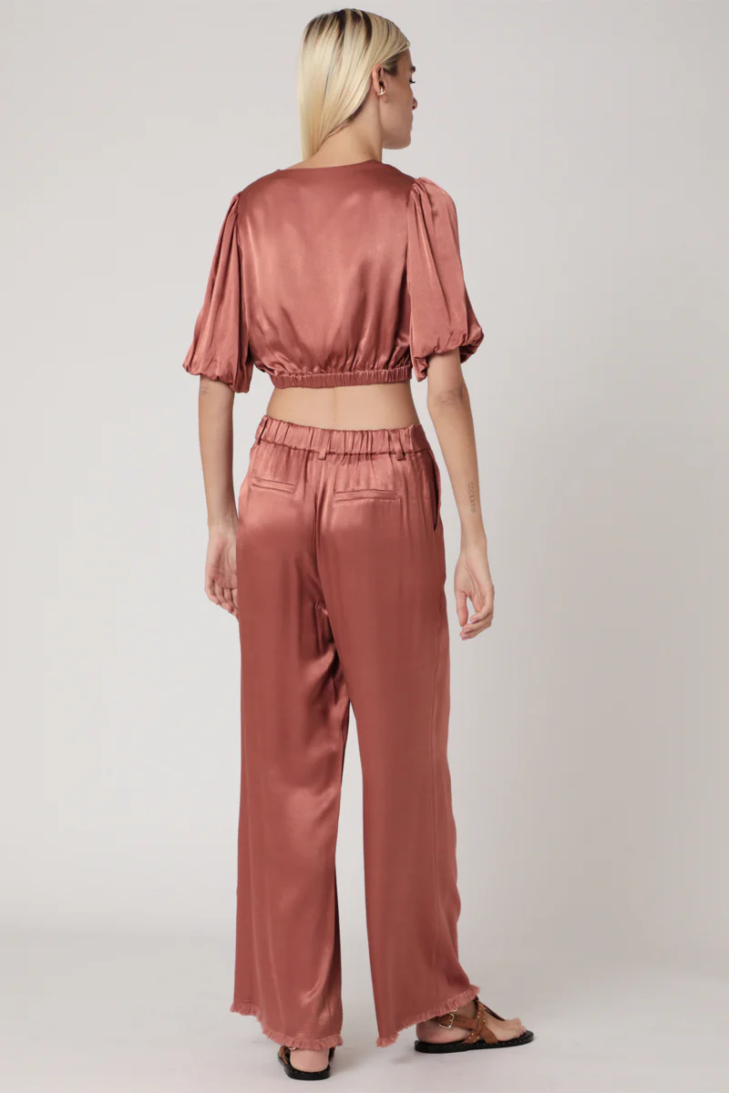 Crop Top Uni Noue Devant - Terracota - Image 2