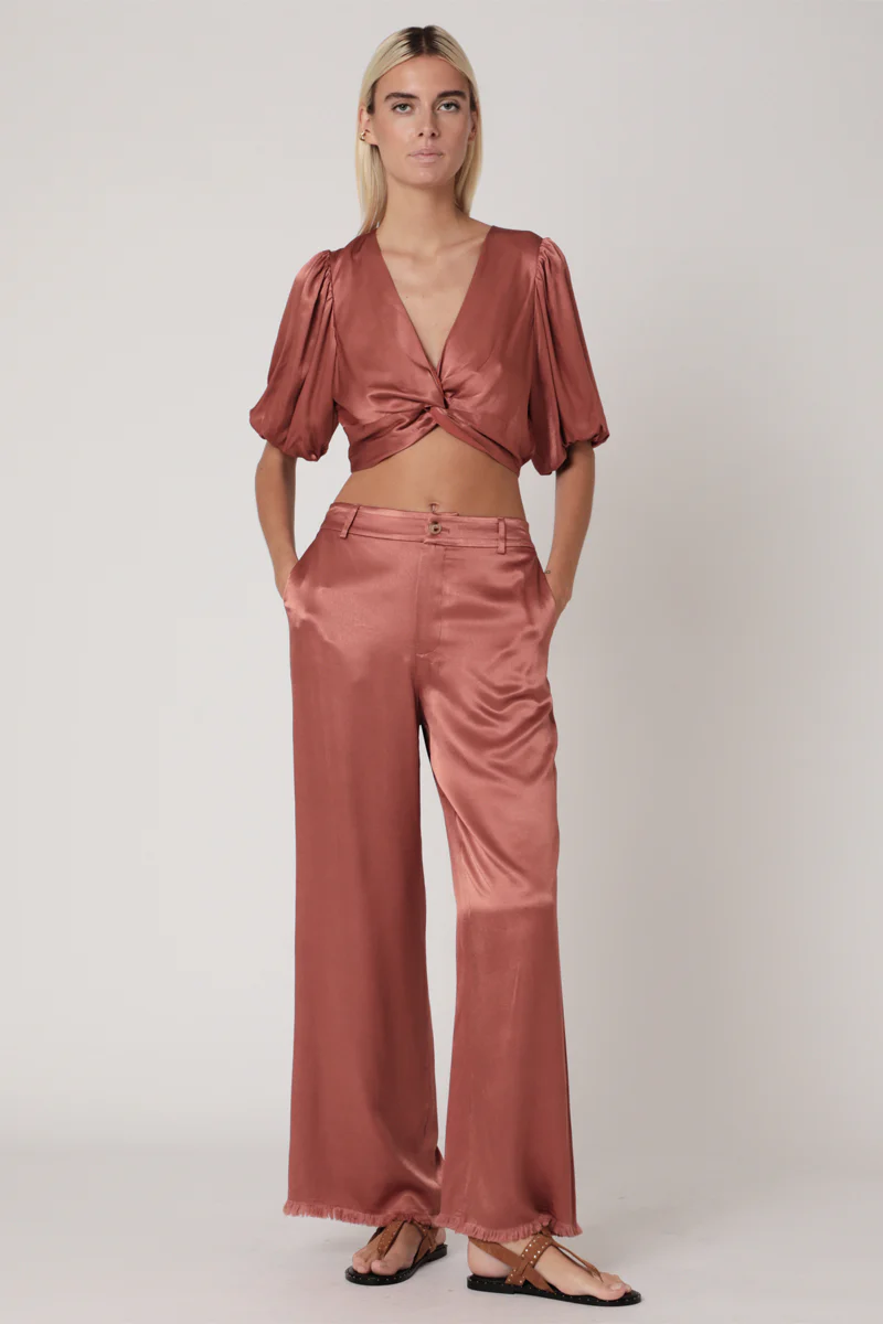 Crop Top Uni Noue Devant - Terracota - Image 3
